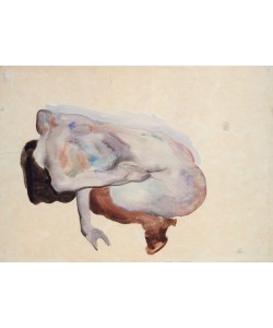 Egon Schiele, Crouching Nude in Shoes and Black Stockings, Back View, 1912 (w/c, gouache and graphite on paper)