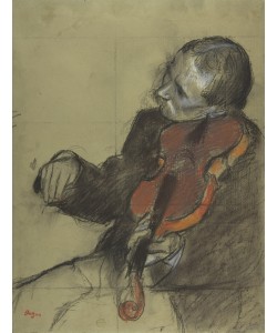 Edgar Degas, Violinist, Study for ""The Dance Lesson"", 1878-79 (pastel and charcoal on green wove paper)""