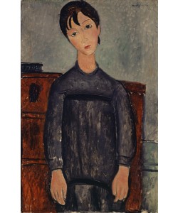 Amedeo Modigliani, Girl Standing in a Black Pinafore, 1918 (oil on canvas)