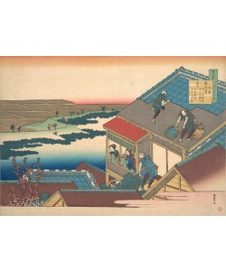 Katsushika Hokusai, Poem by Ise, from the series One Hundred Poems Explained by the Nurse (Hyakunin isshu uba ga etoki), c.1835 (colour woodblock print)