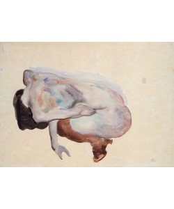 Egon Schiele, Crouching Nude in Shoes and Black Stockings, Back View, 1912 (w/c, gouache and graphite on paper)