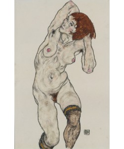 Egon Schiele, Standing Nude in Black Stockings, 1917 (w/c and charcoal on paper)