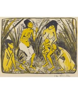 Otto Mueller, Finding of Moses (Auffindung des Moses), c.1920 (lithograph in black and gold)