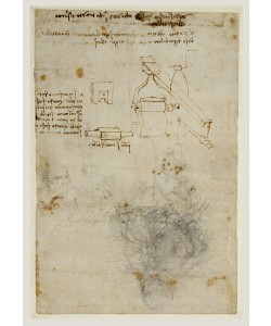Leonardo da Vinci, Head of an Old Man and Studies of Machinery, c.1503-06 (black chalk, pen and brown ink)