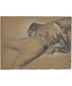 Edgar Degas, Fallen Jockey, c.1866 (black chalk and pastel on brown wove paper)