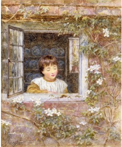 HELEN ALLINGHAM, The Caterpillar (w/c on paper)