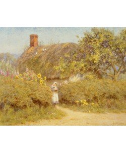 HELEN ALLINGHAM, A Surrey cottage (w/c on paper)