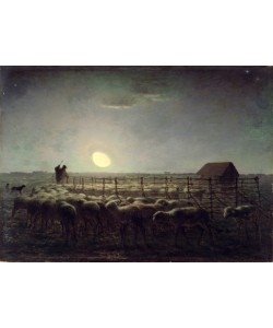 Jean-Francois Millet, The Sheepfold, Moonlight, 1856-60 (oil on panel)