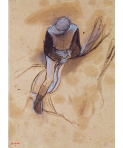Edgar Degas, Jockey flexed forward standing in the saddle, 1860-90 (pastel & charcoal on paper)