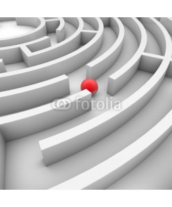 ag visuell, 3D-Illustration: Labyrinth mit roter Kugel