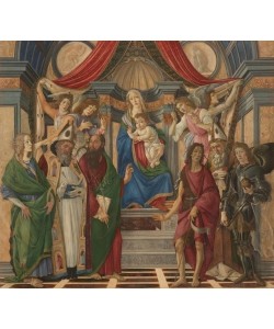 Sandro Botticelli, Thronende Madonna mit dem Kinde, Engeln