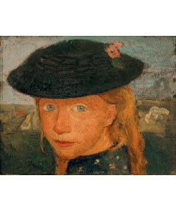 Paula Modersohn-Becker, Kopf eines kleinen Mädchens mit Strohhut