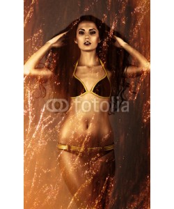 alexbutscom, beautiful gold woman in fire