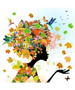Aloksa, girl fashion flowers in autumn