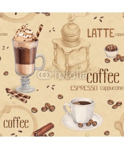Aleksandra Smirnova, Pattern with illustrations of coffee cup and coffee beans