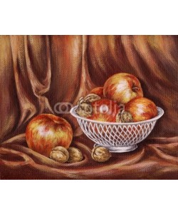 alexcoolok, Apples and nuts on a red