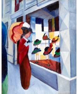 August Macke, Frau mit Sonnenschirm vor Hutladen