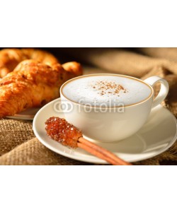 amenic181, A cup of cappuccino with bread and croissant