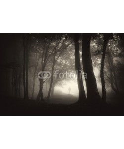 andreiuc88, strange figure of a man person walking in a dark forest with fog