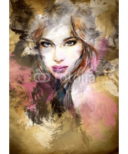 Anna Ismagilova, Beautiful woman face. watercolor illustration