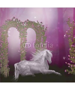 Ancello, horse in the roses garden