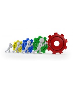 Art3D, 3d small people - team with gears