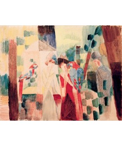 August Macke, Mann und Frau bei den Papageien