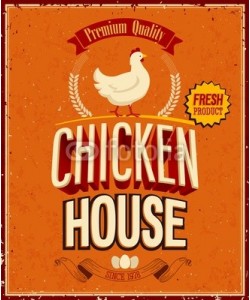 avian, Vintage Chicken House Poster. Vector illustration.