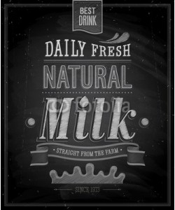 avian, Vintage Milk poster - Chalkboard. Vector illustration.