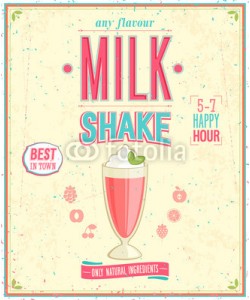 avian, Vintage MilkShake Poster. Vector illustration.