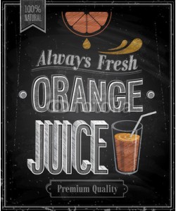 avian, Vintage Orange Juice - Chalkboard. Vector illustration.