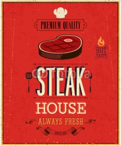 avian, Vintage Steak House Poster. Vector illustration.