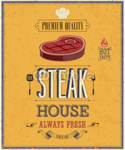avian, Vintage Steak House Poster. Vector illustration.