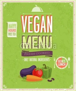 avian, Vintage Vegan Menu Poster. Vector illustration.