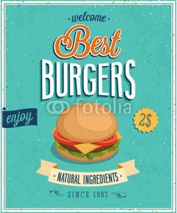 avian, Vintage Burgers Poster. Vector illustration.