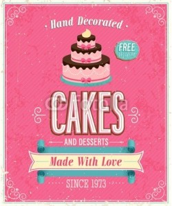 avian, Vintage Cakes Poster. Vector illustration.