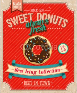 avian, Vintage Donuts Poster. Vector illustration.