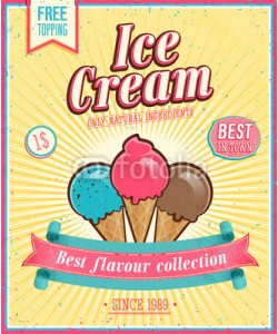 avian, Vintage Ice Cream Poster. Vector illustration.