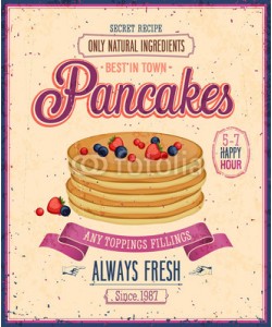avian, Vintage Pancakes Poster. Vector illustration.