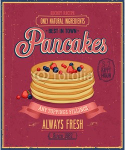 avian, Vintage Pancakes Poster. Vector illustration.