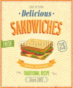 avian, Vintage Sandwiches Poster. Vector illustration.