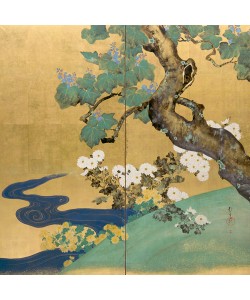 Sakai Hoitsu, Paulownias and Chrysanthemums, late 1700