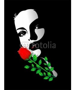 bluedarkat, Viso Bella Ragazza Rosa-Beautiful Girl's Rose Portrait-Vector