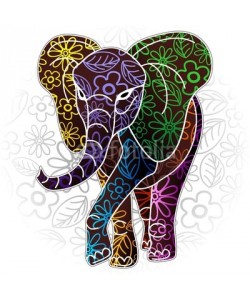 bluedarkat, Elephant Floral Batik Art Design