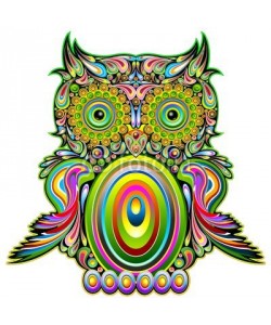 bluedarkat, Owl Psychedelic Pop Art Design-Gufo Psichedelico Decorativo