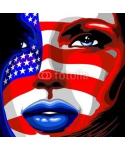 bluedarkat, Usa Flag on Girl's Portrait-Bandiera Stati Uniti su Viso Donna