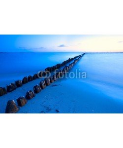 catolla, old breakwater in sea with long exposure