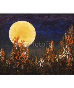 clivewa, Moonlit Landscape with Flowers