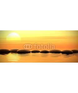 dampoint, Zen stones in water on sunset
