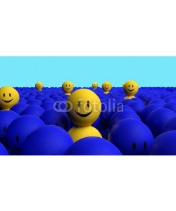 dampoint, Some 3d yellow men come out from a blue crowd